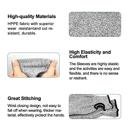 DEYAN Cut Resistant Sleeves, Level 5 Arm Protection Sleeves with T...