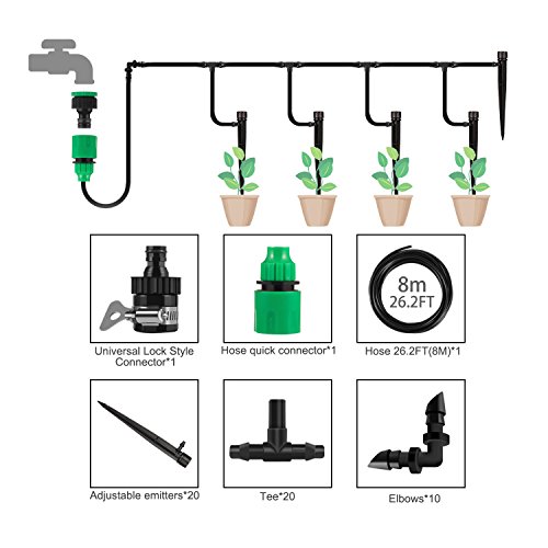 Deyard Garden Watering Greenhouse Drip Irrigation Kit with 26.2FT...