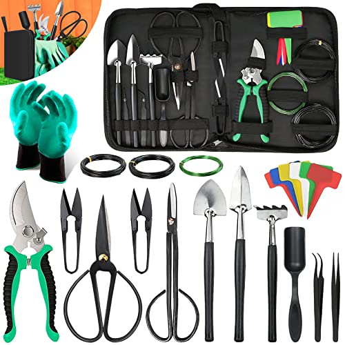 Bonsai Tools Kit- 24 PCS Bonsai Tree Kit Tools for Beginners, Bons...