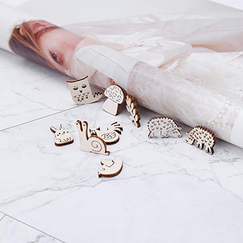 dfsdmlp 50pcs Cut Wood Embellishment Wooden Cute Animal Shape Craf...