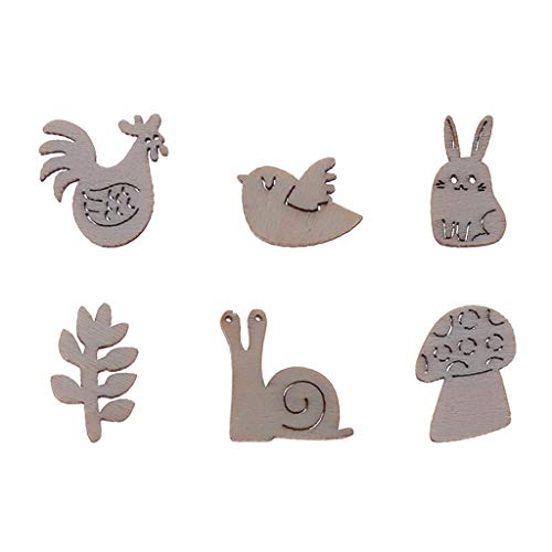 dfsdmlp 50pcs Cut Wood Embellishment Wooden Cute Animal Shape Craf...