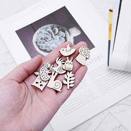 dfsdmlp 50pcs Cut Wood Embellishment Wooden Cute Animal Shape Craf...