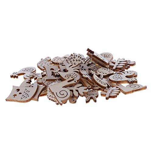 dfsdmlp 50pcs Cut Wood Embellishment Wooden Cute Animal Shape Craf...