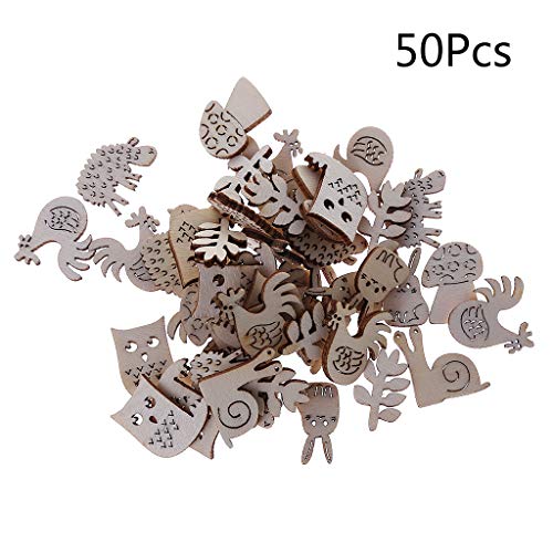 dfsdmlp 50pcs Cut Wood Embellishment Wooden Cute Animal Shape Craf...