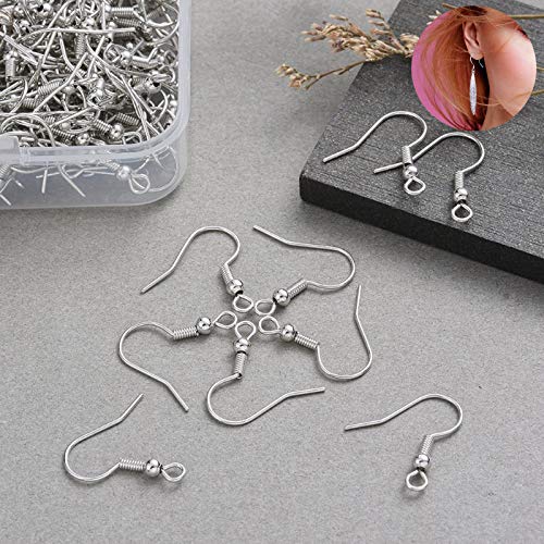 Earring Hooks with Ball and Coil,18mm Earring Hooks,200 pcs Fish H...