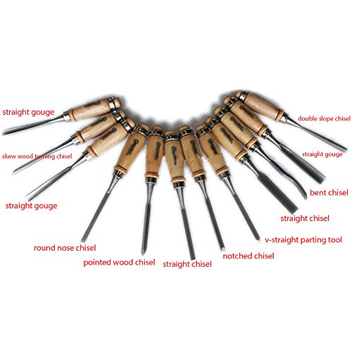 12 Piece Wood Carving Hand Chisel Hand Tool Set Woodworking Profes...