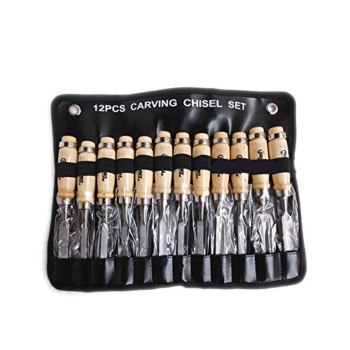 12 Piece Wood Carving Hand Chisel Hand Tool Set Woodworking Profes...