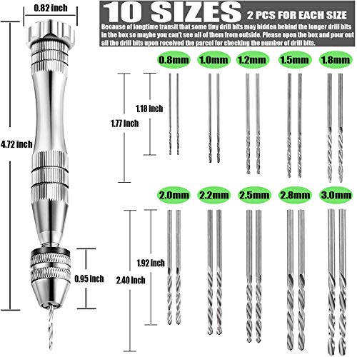 Pin Vise for Resin Casting Molds, Pin Vise Hand Drill Set with 20P...