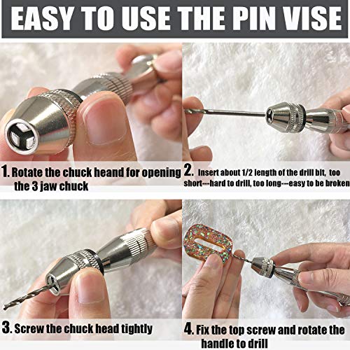 Pin Vise for Resin Casting Molds, Pin Vise Hand Drill Set with 20P...