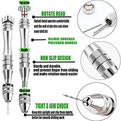 Pin Vise for Resin Casting Molds, Pin Vise Hand Drill Set with 20P...