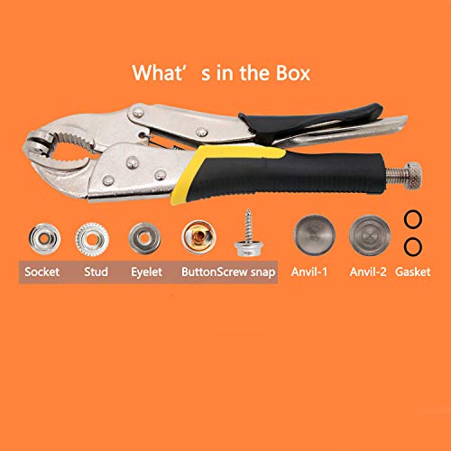 DianMan Heavy-Duty Snap Fastener Pliers Adjustable Setter, 2 Inte...