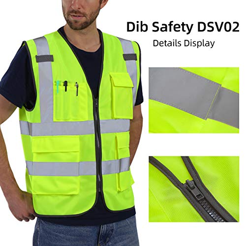Dib Safety Vest Reflective ANSI Class 2, High Visibility Vest with...