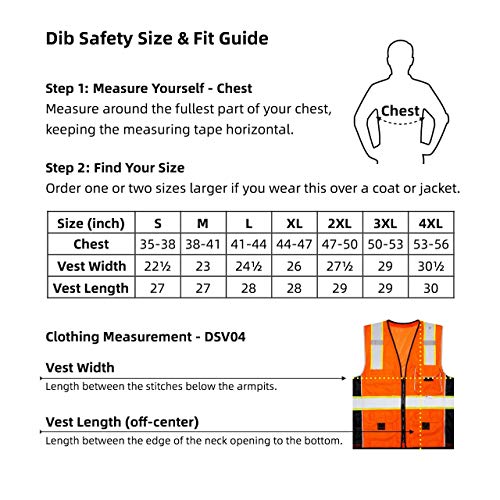 Dib Safety Vest Reflective Orange Mesh, High Visibility Vest with ...