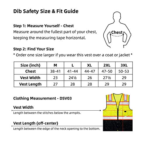 Dib Safety Vest Reflective with Pockets and Zipper, High Visibilit...