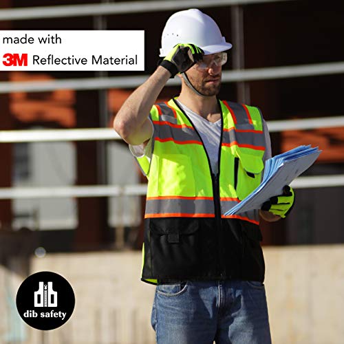 Dib Safety Vest Reflective with Pockets and Zipper, High Visibilit...