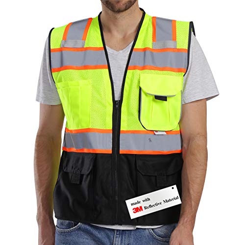 Dib Safety Vest Reflective with Pockets and Zipper, High Visibilit...