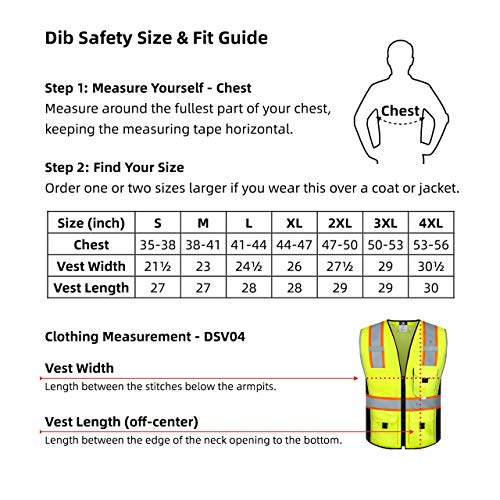 Dib Safety Vest Reflective Yellow Mesh, High Visibility Vest with ...