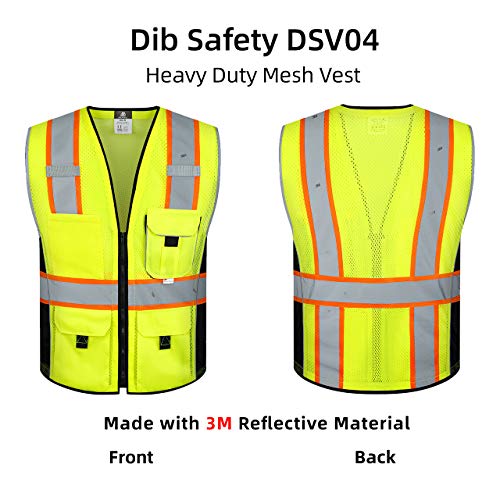 Dib Safety Vest Reflective Yellow Mesh, High Visibility Vest with ...