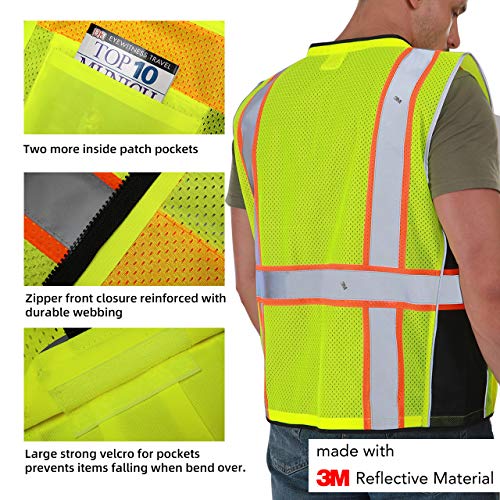 Dib Safety Vest Reflective Yellow Mesh, High Visibility Vest with ...