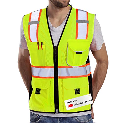 Dib Safety Vest Reflective Yellow Mesh, High Visibility Vest with ...