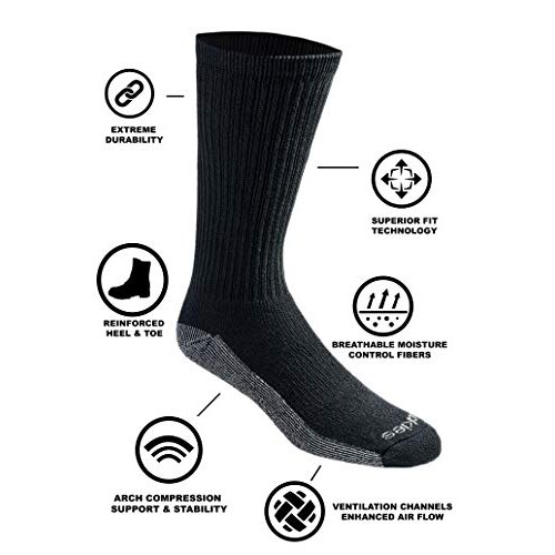 Dickies Mens Multi-Pack Dri-Tech Moisture Control Crew Socks, Cha...