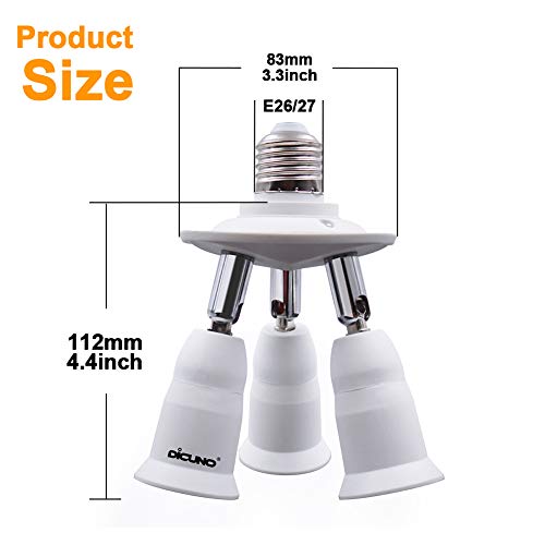 DiCUNO 3 in 1 E26 Splitter Socket Adapter, E26 Standard LED Bulbs ...