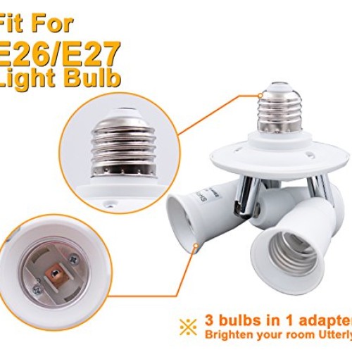 DiCUNO 3 in 1 E26 Splitter Socket Adapter, E26 Standard LED Bulbs ...