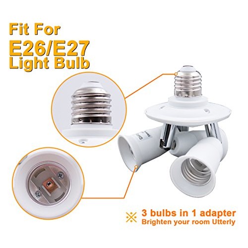 DiCUNO 3 in 1 E26 Splitter Socket Adapter, E26 Standard LED Bulbs ...
