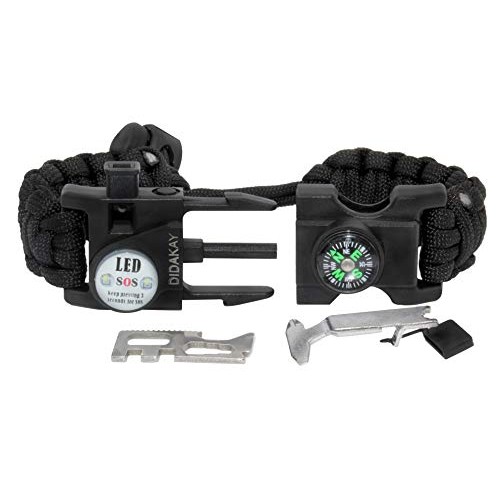 Didakay Paracord Survival Bracelet Fire - Starter, Whistle, Compas...
