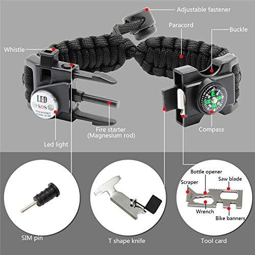 Didakay Paracord Survival Bracelet Fire - Starter, Whistle, Compas...