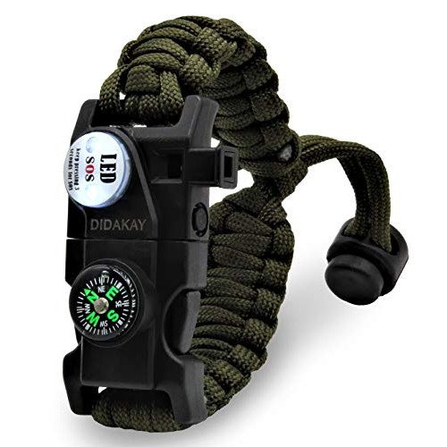 Didakay Paracord Survival Bracelet Fire - Starter, Whistle, Compas...