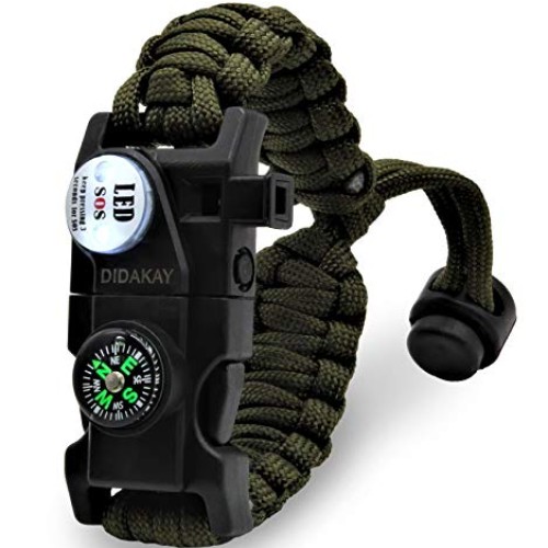 Didakay Paracord Survival Bracelet Fire - Starter, Whistle, Compas...