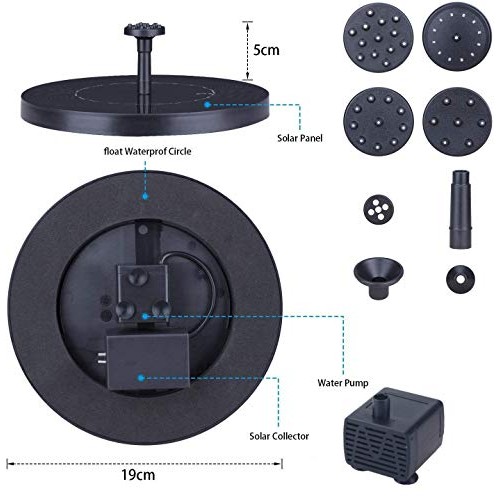 Solar Fountain Pump for Bird bath, 3.0W Solar Fountain Pump with 1...