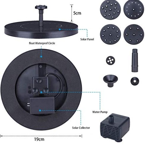Solar Fountain Pump for Bird bath, 3.0W Solar Fountain Pump with 1...