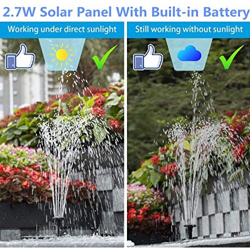 Solar Fountain Pump for Bird bath, 3.0W Solar Fountain Pump with 1...