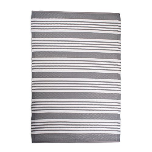 DII Reversible Indoor Woven Outdoor Rug, 4x6, Multi-Stripe Gray
