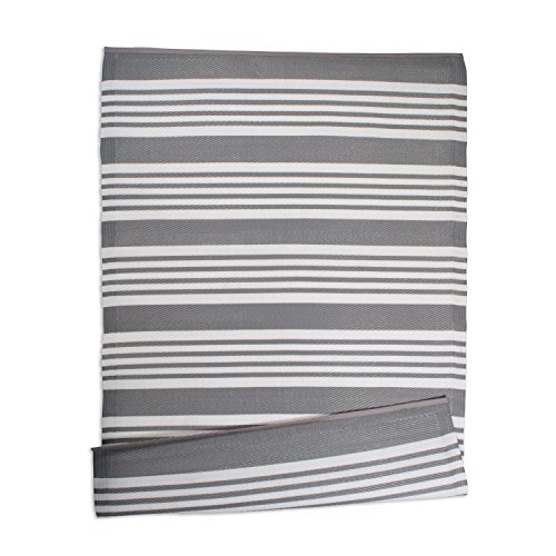 DII Reversible Indoor Woven Outdoor Rug, 4x6, Multi-Stripe Gray