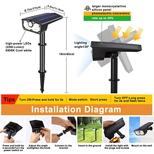 Solar Motion Sensor Outdoor Lights 4 Pack, Bright Led Solar Spot L...