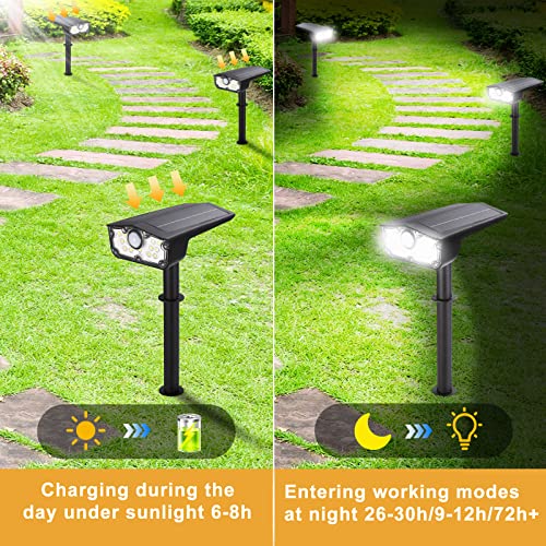 Solar Motion Sensor Outdoor Lights 4 Pack, Bright Led Solar Spot L...