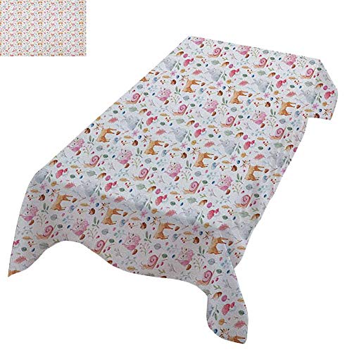 DILITECK Nursery Tulle Rectangle Table Cloth Cute Animals Deer Sna...