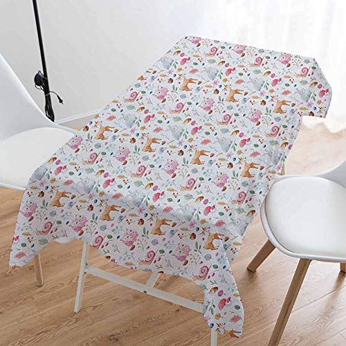 DILITECK Nursery Tulle Rectangle Table Cloth Cute Animals Deer Sna...