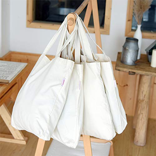 4 Pieces Crafting Bag for Decorating Grocery Canvas Bag White