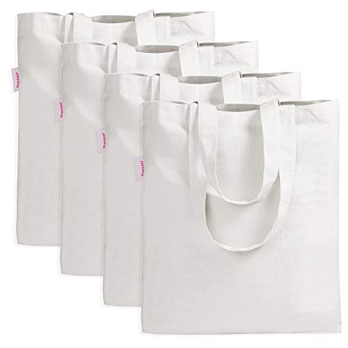 4 Pieces Crafting Bag for Decorating Grocery Canvas Bag White