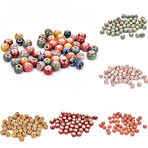 100 Pieces Flower Glaze Ceramics Spacer Beads for DIY Jewelry Maki...