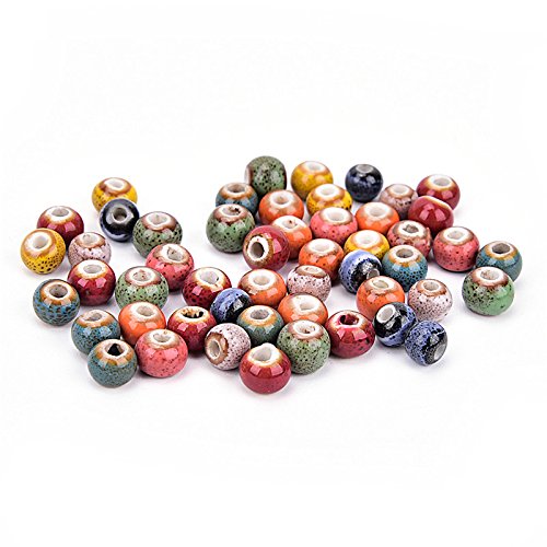 100 Pieces Flower Glaze Ceramics Spacer Beads for DIY Jewelry Maki...