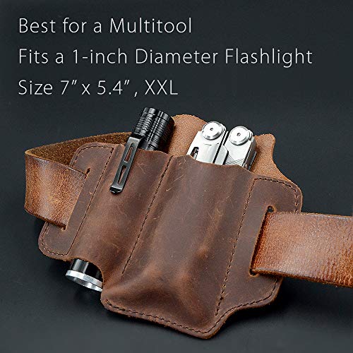 XXL EDC Leather Knife Sheath Organizer Belt Loop, Fit Most Leather...
