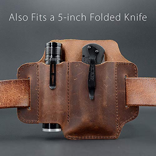 XXL EDC Leather Knife Sheath Organizer Belt Loop, Fit Most Leather...