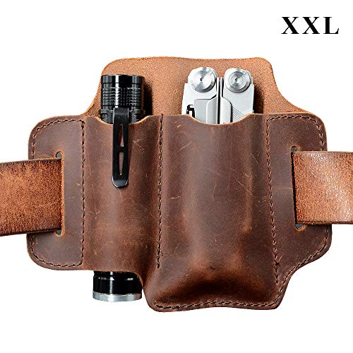 XXL EDC Leather Knife Sheath Organizer Belt Loop, Fit Most Leather...