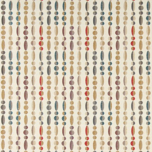 A0020C Red Blue Gold and Grey Geometric Striped Contemporary Uphol...