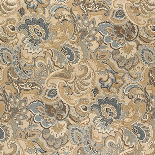 A0025A Gold Blue and Green Abstract Paisley Upholstery Fabric by T...